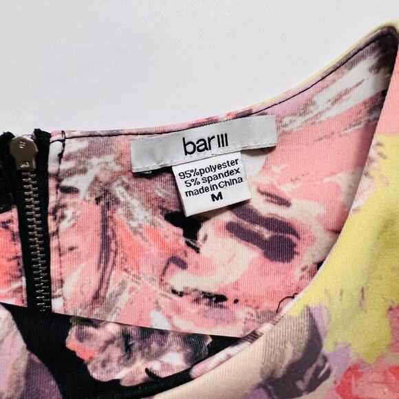 Bar lll ScubaMulticolored Floral Short Sleeve Sheath Dress Size Medium - Picture 3 of 6